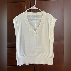 Athleta Retroterry V-Neck Sleeveless Sweatshirt Vest in Off-White Womens S